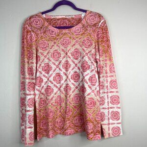 Before + Again Thermal Waffle Knit Top XLarge Boho Floral Batik Sundance Outdoor